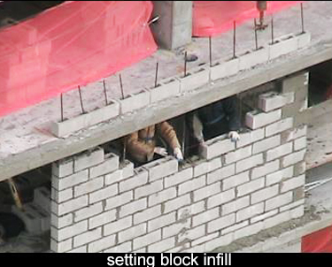 exterior wall is a concrete block infill